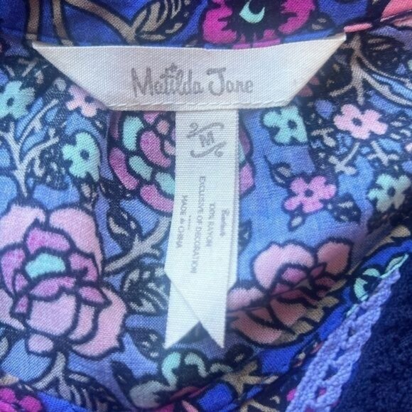 Matilda Jane Dress Womens M Multicolor Floral Long Sleeve Shift Pockets Rayon - Picture 10 of 14